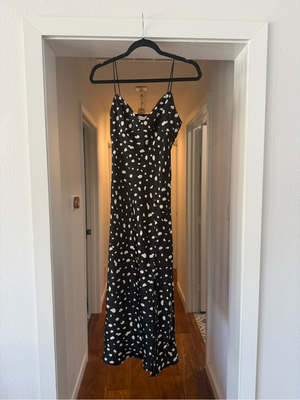 Black and White Polka Slip Dress - Women